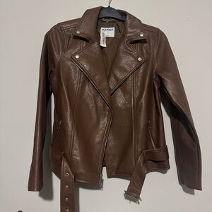 Old Navy Women's Chocolate Faux Leather Jacket